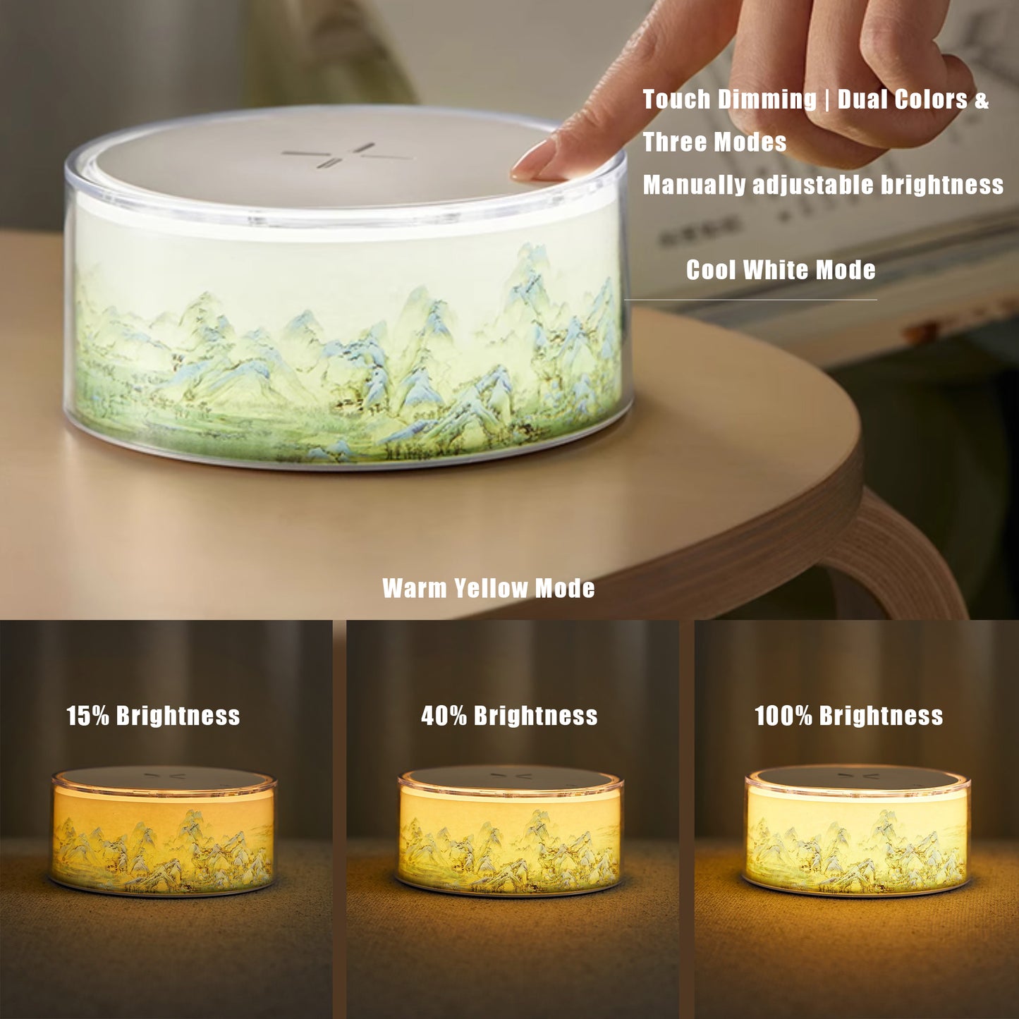 "A Thousand Li of Rivers and Mountains" Wireless Charging Night Light - Oriental Treasures