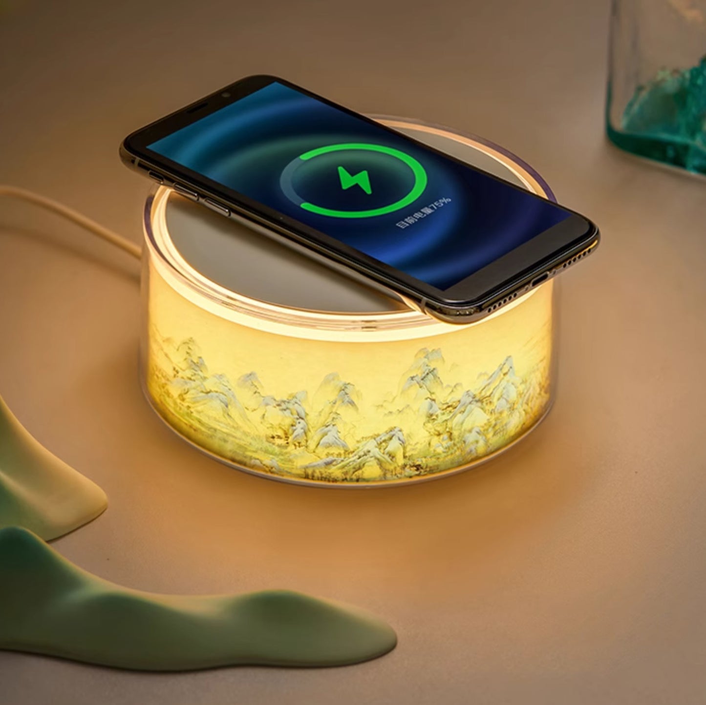 "A Thousand Li of Rivers and Mountains" Wireless Charging Night Light - Oriental Treasures
