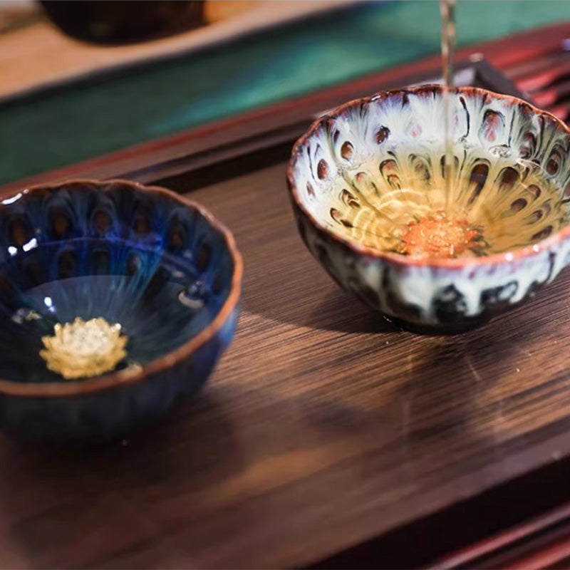 Lotus Caisson Pattern Tea Tasting Cup - Oriental Treasures