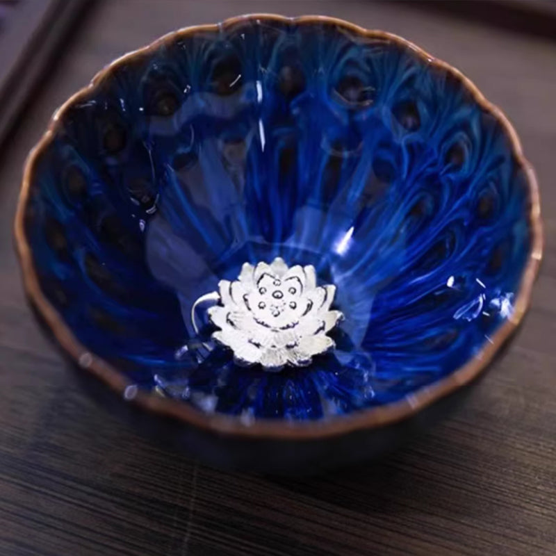 Lotus Caisson Pattern Tea Tasting Cup - Oriental Treasures