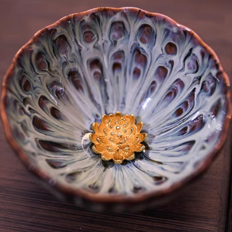 Lotus Caisson Pattern Tea Tasting Cup - Oriental Treasures