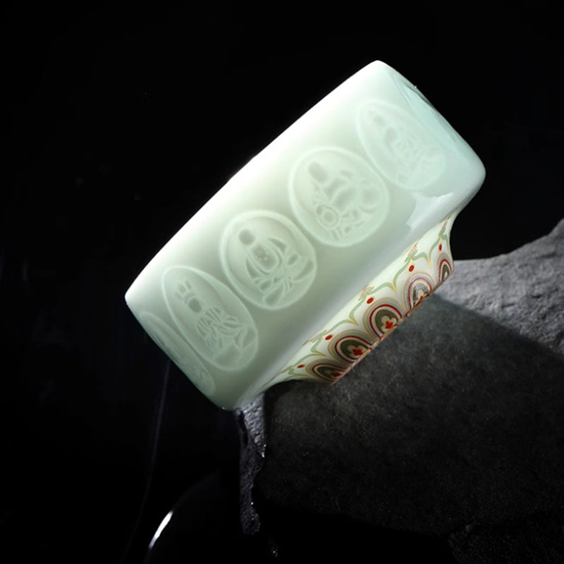 Shadow Celadon Thousand-Buddha Relief Teacup