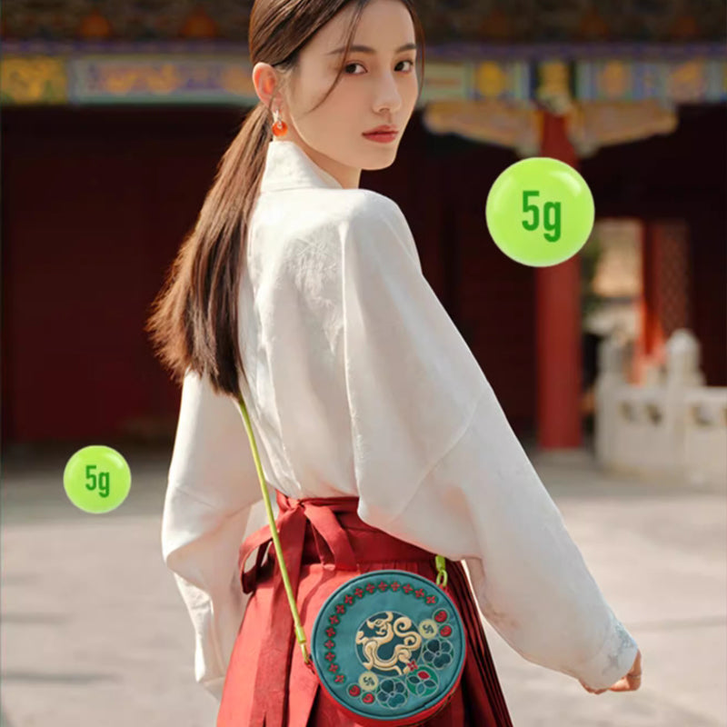 Forbidden City Jade Dragon Blessing Round Bag