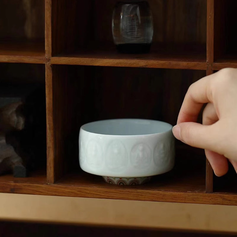 Shadow Celadon Thousand-Buddha Relief Teacup