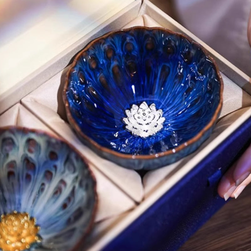 Lotus Caisson Pattern Tea Tasting Cup - Oriental Treasures