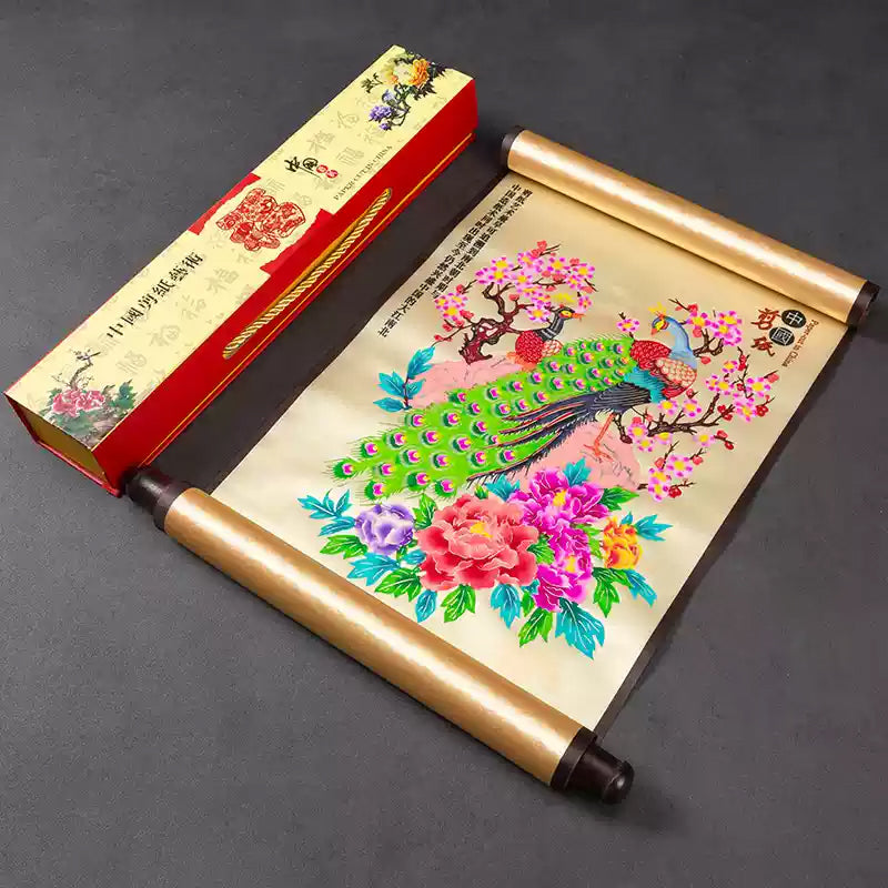 Silk-textured Paper-Cut Decorative Artwork