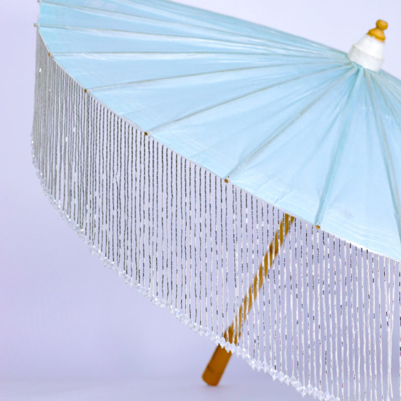 Handmade Chinese Oil Paper Umbrella with Tassel Fringe – Traditional Heritage Parasol