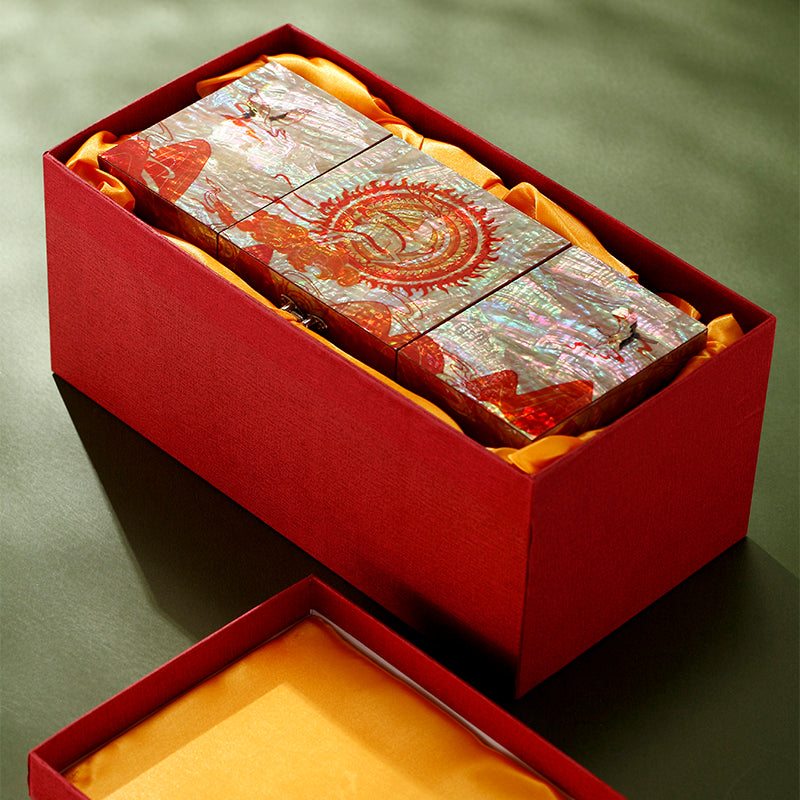 Chinese Mother-of-Pearl Jewelry Box - Handmade Luodian Lacquerware with Double/Triple Doors, ICH Heritage Art