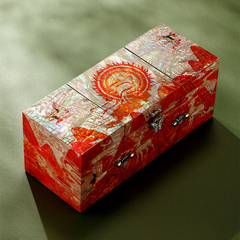 Chinese Mother-of-Pearl Jewelry Box - Handmade Luodian Lacquerware with Double/Triple Doors, ICH Heritage Art