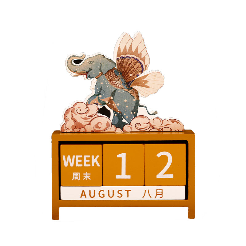 Chinese-Style Building Block Perpetual Calendar Desk Ornament - Oriental Treasures