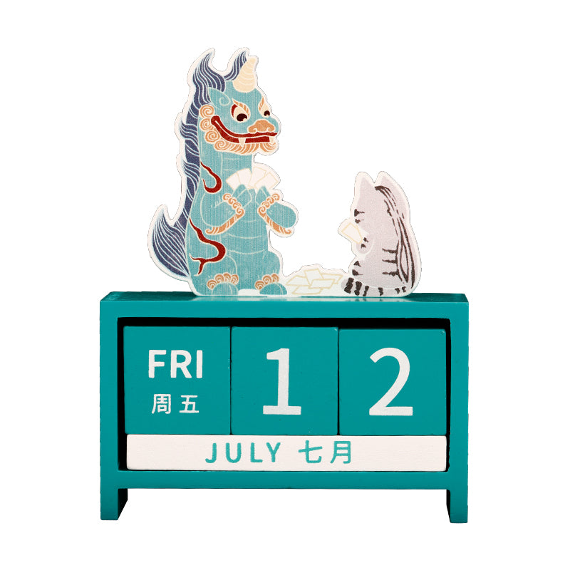 Chinese-Style Building Block Perpetual Calendar Desk Ornament - Oriental Treasures