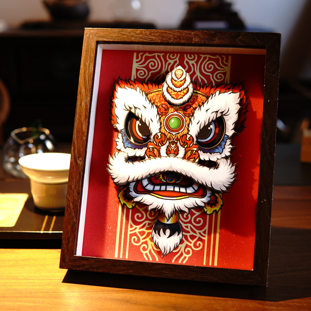Intangible Cultural Heritage Paper Carving Art: Awakening Lion - Oriental Treasures