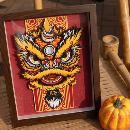 Intangible Cultural Heritage Paper Carving Art: Awakening Lion - Oriental Treasures