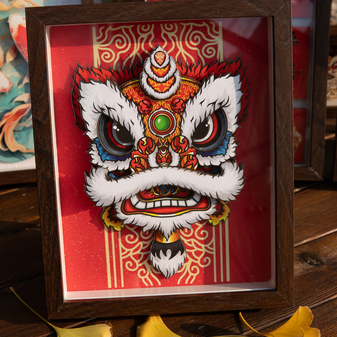 Intangible Cultural Heritage Paper Carving Art: Awakening Lion - Oriental Treasures