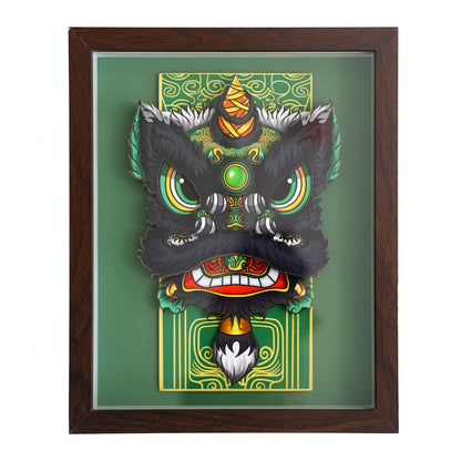 Intangible Cultural Heritage Paper Carving Art: Awakening Lion - Oriental Treasures