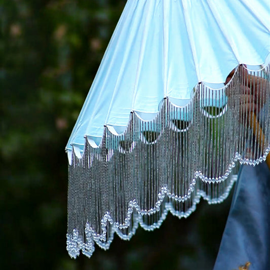 Handmade Chinese Oil Paper Umbrella with Tassel Fringe – Traditional Heritage Parasol