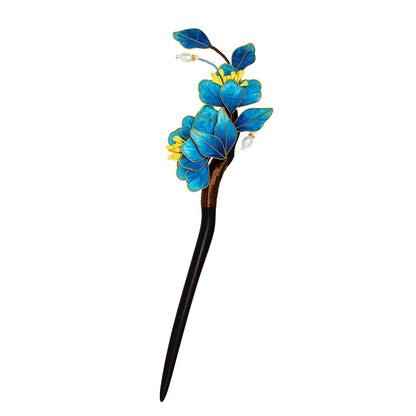 Intangible Cultural Heritage Silk Velvet Hairpin - Elegant Floral Design