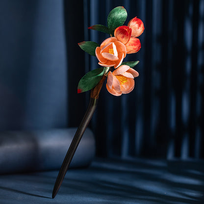 Intangible Cultural Heritage Silk Velvet Hairpin - Elegant Floral Design