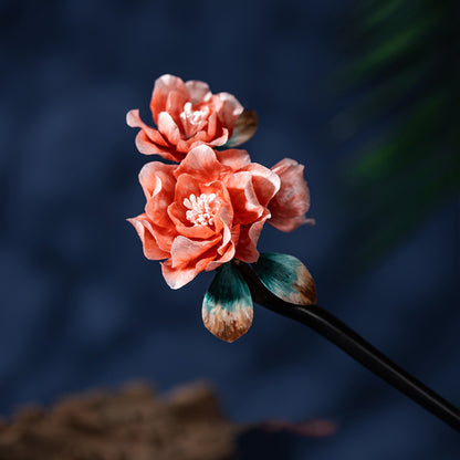 Intangible Cultural Heritage Silk Velvet Hairpin - Elegant Floral Design