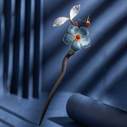 Intangible Cultural Heritage Silk Velvet Hairpin - Elegant Floral Design