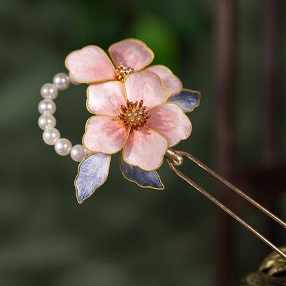 Intangible Cultural Heritage Silk Velvet Hairpin - Elegant Floral Design