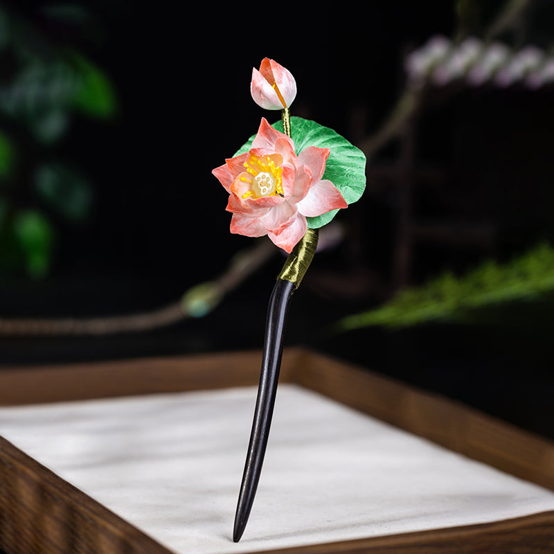Intangible Cultural Heritage Silk Velvet Hairpin - Elegant Floral Design
