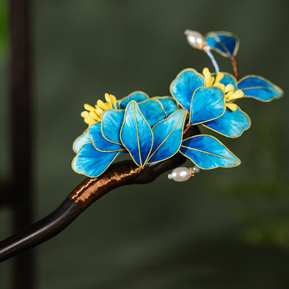 Intangible Cultural Heritage Silk Velvet Hairpin - Elegant Floral Design