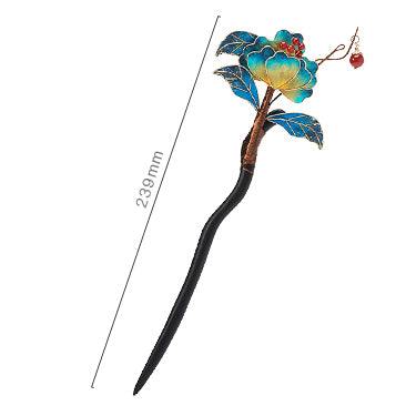 Intangible Cultural Heritage Silk Velvet Hairpin - Elegant Floral Design