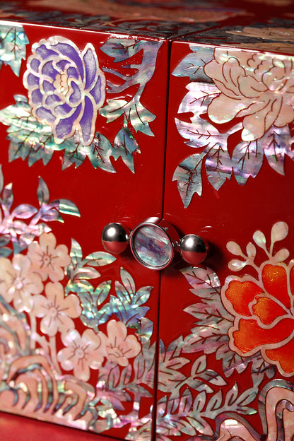 Chinese Mother-of-Pearl Jewelry Box - Handmade Luodian Lacquerware with Double/Triple Doors, ICH Heritage Art