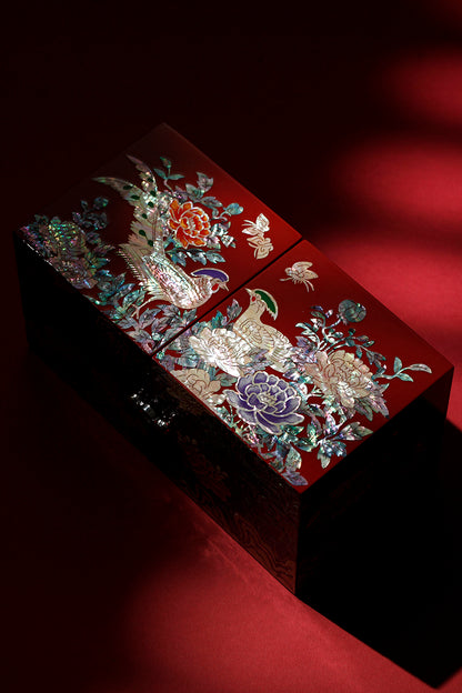 Chinese Mother-of-Pearl Jewelry Box - Handmade Luodian Lacquerware with Double/Triple Doors, ICH Heritage Art