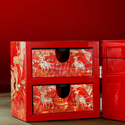 Chinese Mother-of-Pearl Jewelry Box - Handmade Luodian Lacquerware with Double/Triple Doors, ICH Heritage Art