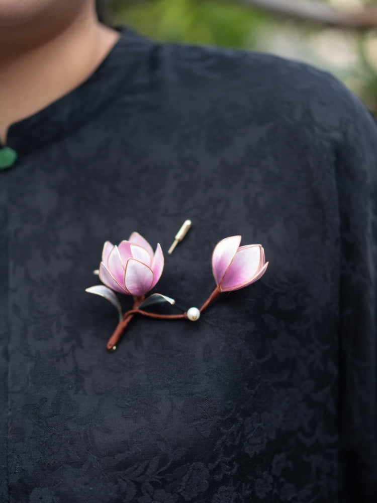 Yangzhou Silk Velvet Brooch - Intangible Cultural Heritage Flower Brooch
