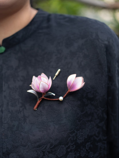 Yangzhou Silk Velvet Brooch - Intangible Cultural Heritage Flower Brooch